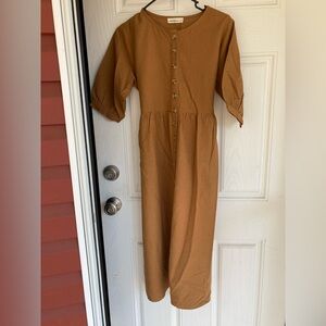Toast colored button down dress from little cottonwood